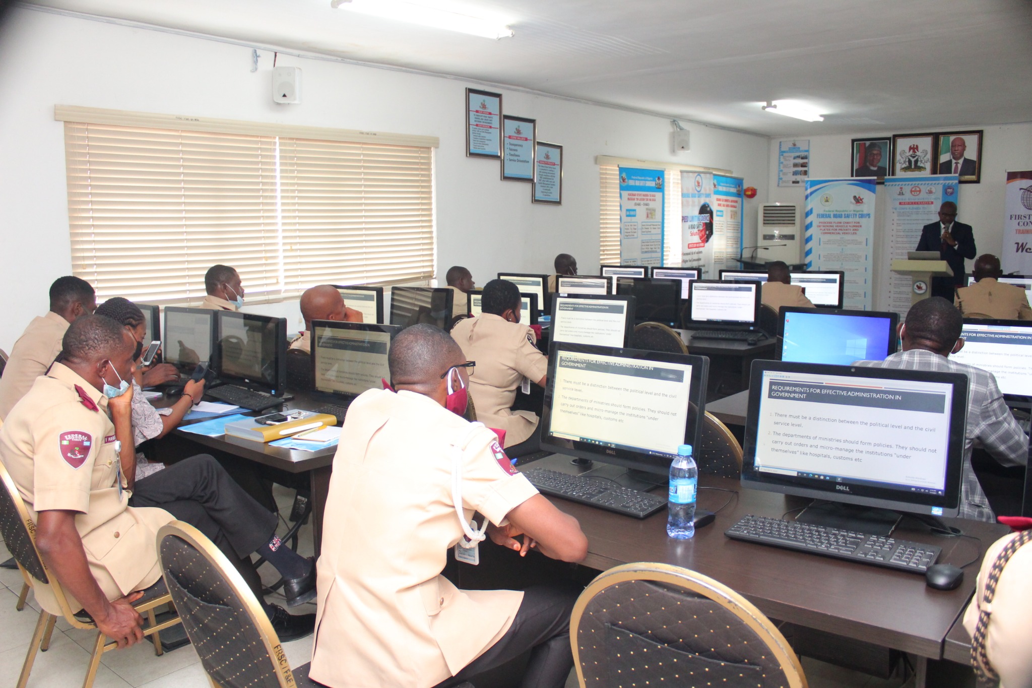 FRSC participants working at desktop computers during a training session